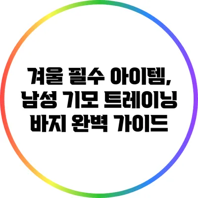 겨울 필수 아이템, 남성 기모 트레이닝 바지 완벽 가이드