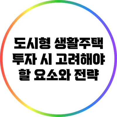 도시형 생활주택 투자 시 고려해야 할 요소와 전략