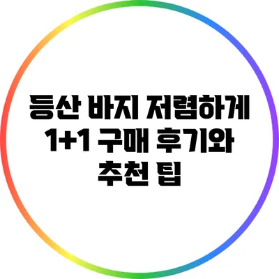 등산 바지 저렴하게 1+1 구매 후기와 추천 팁