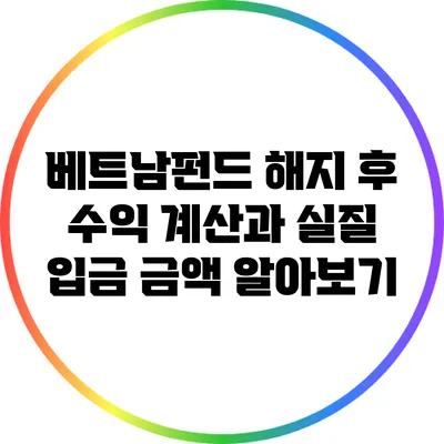 베트남펀드 해지 후 수익 계산과 실질 입금 금액 알아보기