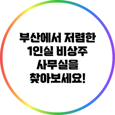 부산에서 저렴한 1인실 비상주 사무실을 찾아보세요!