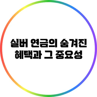 실버 연금의 숨겨진 혜택과 그 중요성