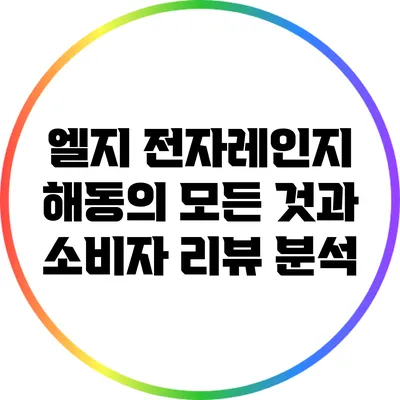 엘지 전자레인지 해동의 모든 것과 소비자 리뷰 분석