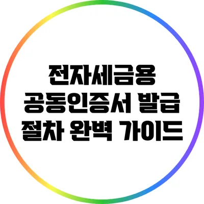 전자세금용 공동인증서 발급 절차 완벽 가이드
