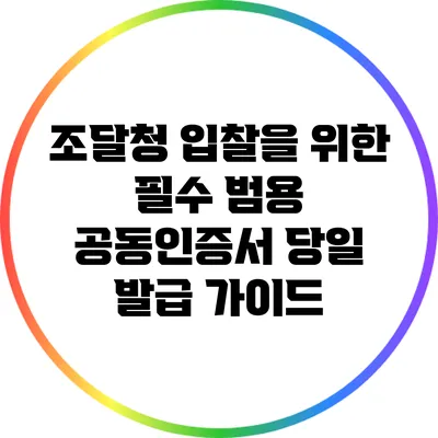 조달청 입찰을 위한 필수 범용 공동인증서 당일 발급 가이드