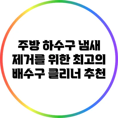 주방 하수구 냄새 제거를 위한 최고의 배수구 클리너 추천