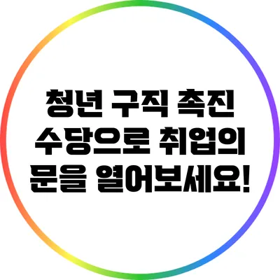 청년 구직 촉진 수당으로 취업의 문을 열어보세요!