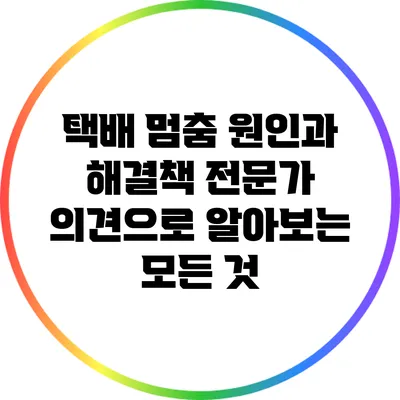 택배 멈춤 원인과 해결책: 전문가 의견으로 알아보는 모든 것