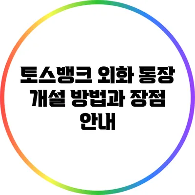 토스뱅크 외화 통장 개설 방법과 장점 안내