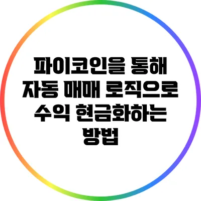 파이코인을 통해 자동 매매 로직으로 수익 현금화하는 방법