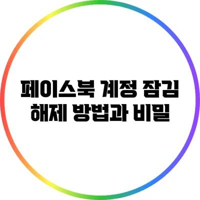 페이스북 계정 잠김 해제 방법과 비밀