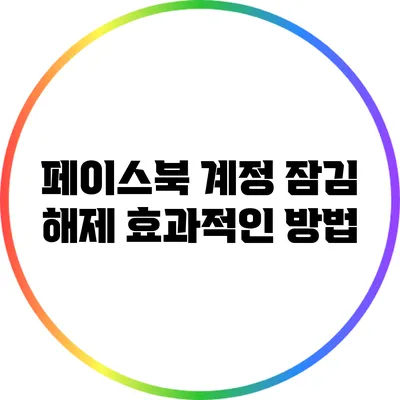 페이스북 계정 잠김 해제 효과적인 방법