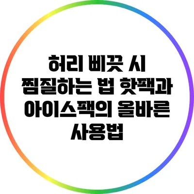허리 삐끗 시 찜질하는 법: 핫팩과 아이스팩의 올바른 사용법