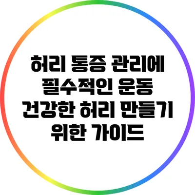 허리 통증 관리에 필수적인 운동: 건강한 허리 만들기 위한 가이드