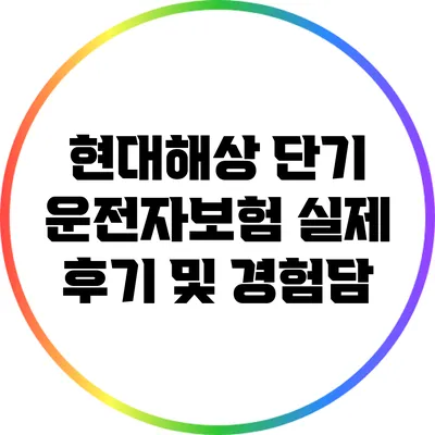 현대해상 단기 운전자보험: 실제 후기 및 경험담