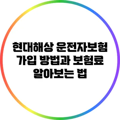 현대해상 운전자보험 가입 방법과 보험료 알아보는 법