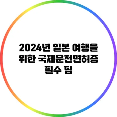 2024년 일본 여행을 위한 국제운전면허증 필수 팁
