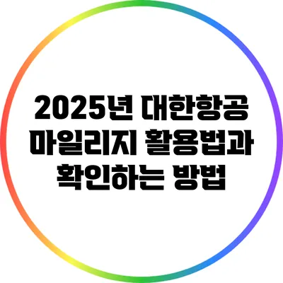 2025년 대한항공 마일리지: 활용법과 확인하는 방법