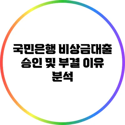국민은행 비상금대출 승인 및 부결 이유 분석