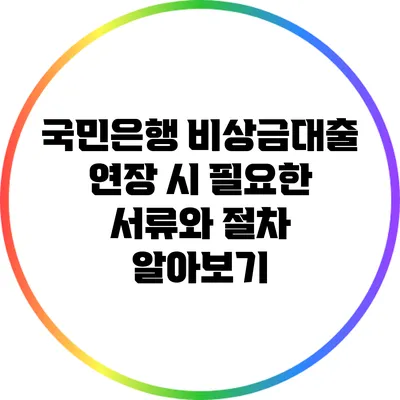국민은행 비상금대출 연장 시 필요한 서류와 절차 알아보기