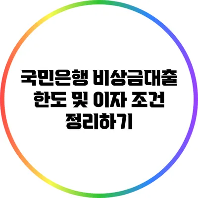 국민은행 비상금대출: 한도 및 이자 조건 정리하기