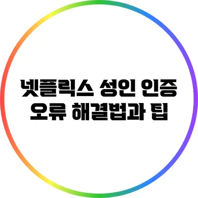 넷플릭스 성인 인증 오류 해결법과 팁