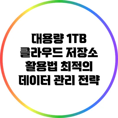 대용량 1TB 클라우드 저장소 활용법: 최적의 데이터 관리 전략
