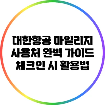 대한항공 마일리지 사용처 완벽 가이드: 체크인 시 활용법