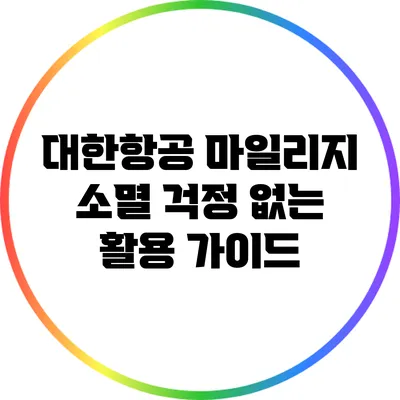 대한항공 마일리지 소멸 걱정 없는 활용 가이드