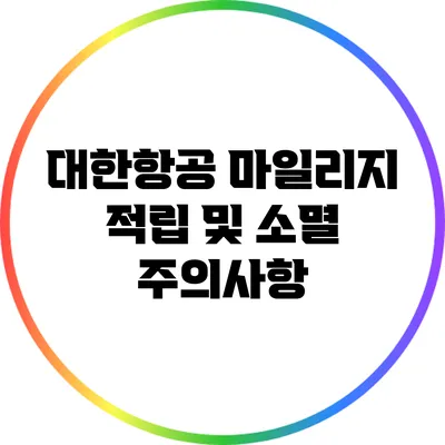대한항공 마일리지 적립 및 소멸 주의사항