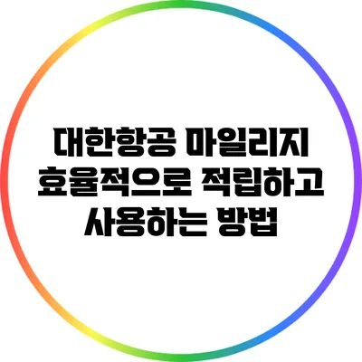 대한항공 마일리지 효율적으로 적립하고 사용하는 방법