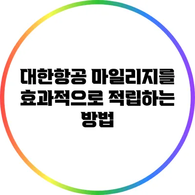대한항공 마일리지를 효과적으로 적립하는 방법