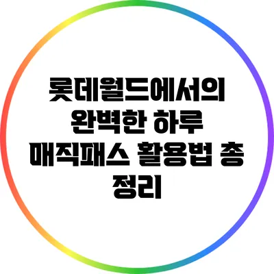 롯데월드에서의 완벽한 하루: 매직패스 활용법 총 정리