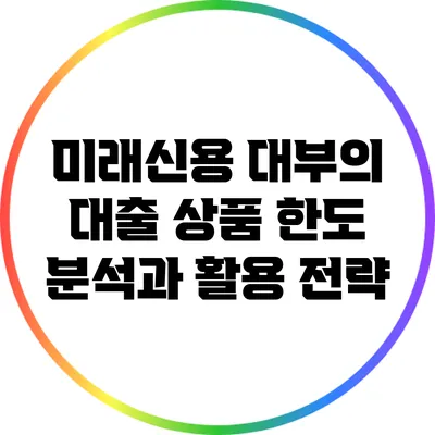 미래신용 대부의 대출 상품 한도 분석과 활용 전략