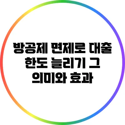 방공제 면제로 대출 한도 늘리기: 그 의미와 효과