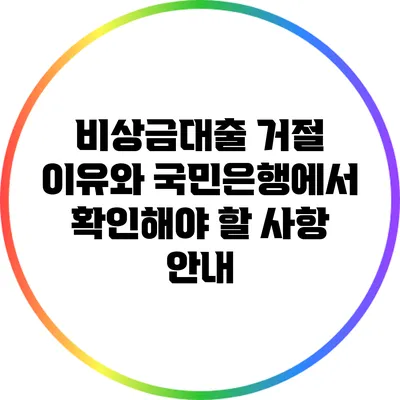 비상금대출 거절 이유와 국민은행에서 확인해야 할 사항 안내