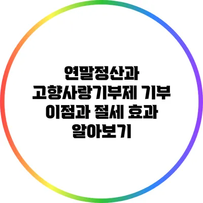 연말정산과 고향사랑기부제: 기부 이점과 절세 효과 알아보기