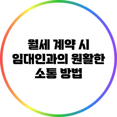 월세 계약 시 임대인과의 원활한 소통 방법