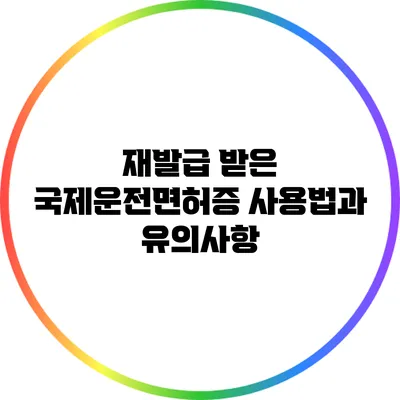재발급 받은 국제운전면허증 사용법과 유의사항