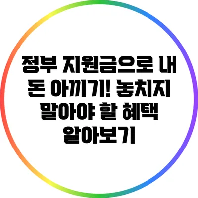 정부 지원금으로 내 돈 아끼기! 놓치지 말아야 할 혜택 알아보기