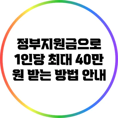 정부지원금으로 1인당 최대 40만 원 받는 방법 안내