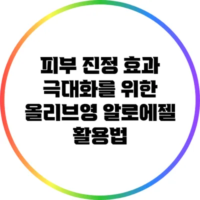 피부 진정 효과 극대화를 위한 올리브영 알로에젤 활용법