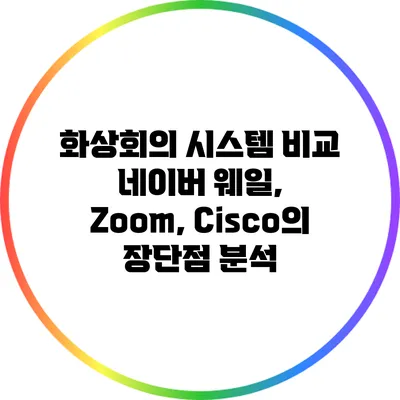 화상회의 시스템 비교: 네이버 웨일, Zoom, Cisco의 장단점 분석