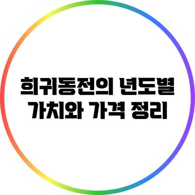 희귀동전의 년도별 가치와 가격 정리