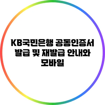 KB국민은행 공동인증서 발급 및 재발급 안내와 모바일