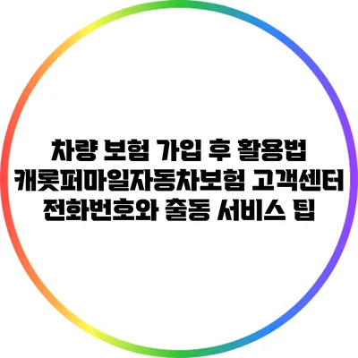 차량 보험 가입 후 활용법: 캐롯퍼마일자동차보험 고객센터 전화번호와 출동 서비스 팁